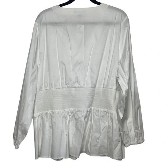 Lane Bryant Size 22 White Cotton Blouse with Corset Tie Waist NWT - Picture 7 of 8